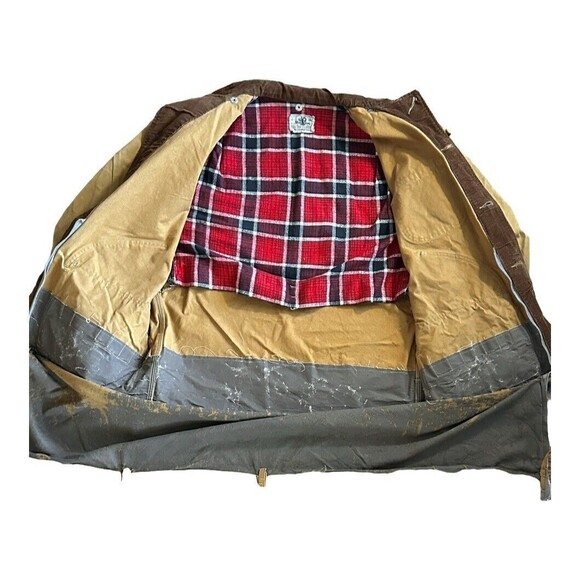 Vintage 60’s Black Sheep Flannel Insulated Canvas Hunting Jacket W/ Game Pouch - Picture 10 of 11